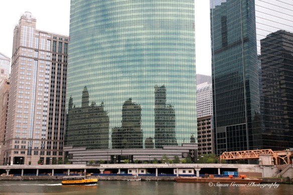 Chicago skyline reflected in buildings