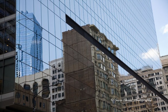 Chicago buildings reflected in side of building