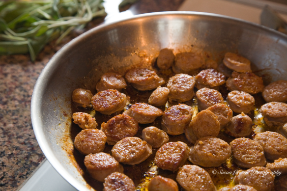 cooking sausage bits